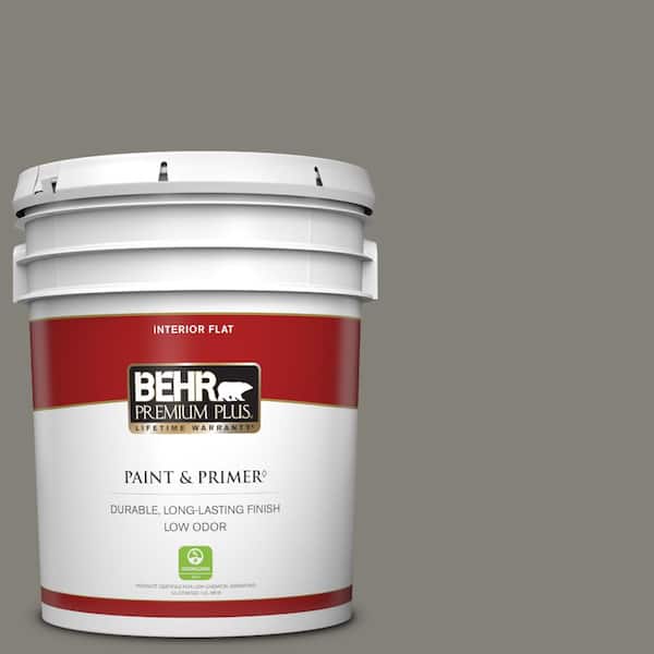 BEHR PREMIUM PLUS 5 gal. #N360-5A Wood Ash Flat Low Odor Interior Paint & Primer