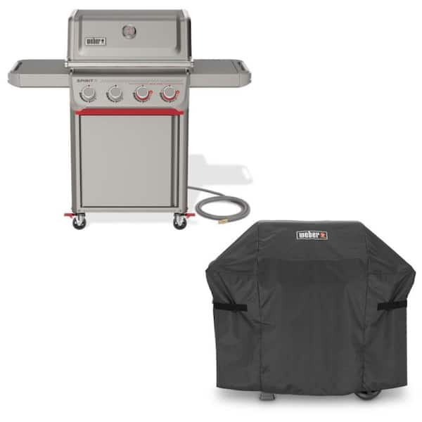 Spirit E-425C 4-Burner Natural Gas Grill in Titanium with Premium Grill Cover