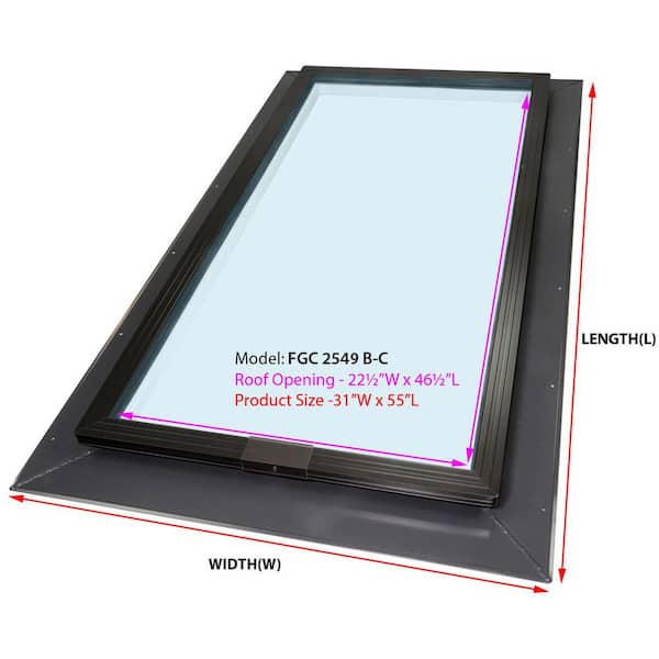 SUN-TEK 22-1/2 in. x 46-1/2 in. Fixed Self-Flashing Skylight with