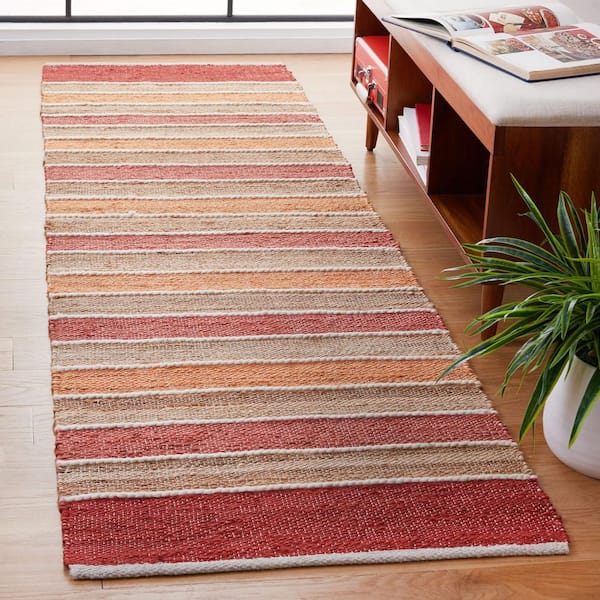 Striped Kilim 2 ft. x 8 ft. Rust/Red Striped Runner Rug