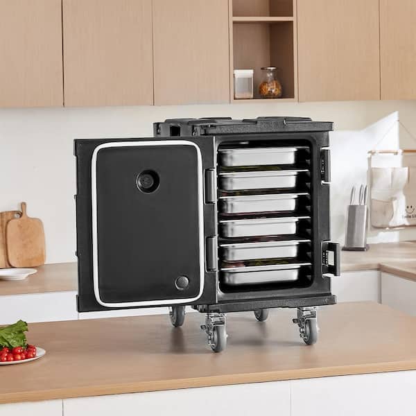 Insulated Food Pan Carrier, 95 qt. Hot Box for Catering, Food Box Carrier with Buckle, Front Loading Buffet Server
