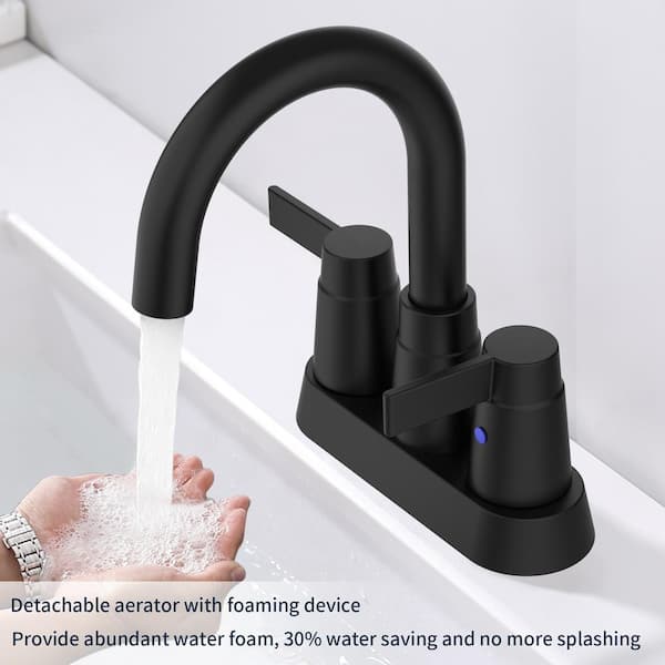 Staykiwi 4 in. Centerset Double Handle Mid Arc Bathroom Faucet in Matte Black
