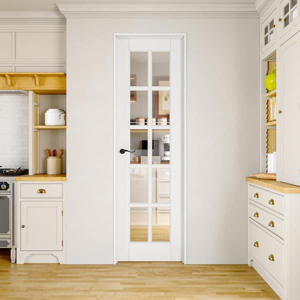 24 in. x 80 in. Solid Core 10-Lite Tempered Clear Glass White Primed MDF Interior Door Slab