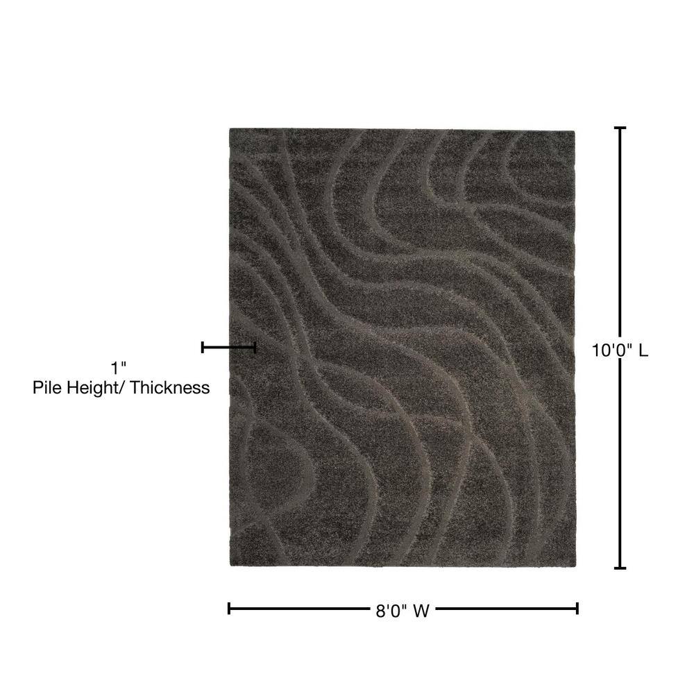 Gray 8' x 10' Handmade Tufted Abstract Shag Rug