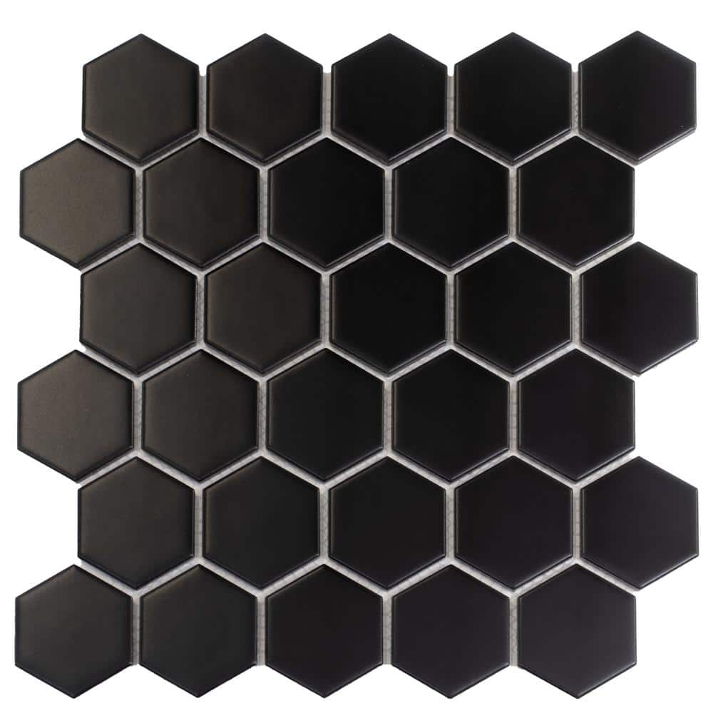 Cirkel Hex 4 in. x 5 in. Matte Black Porcelain Mosaic Wall and Floor Tile (0.13 sq. ft. /Case) Sample price history on PriceWatchPro