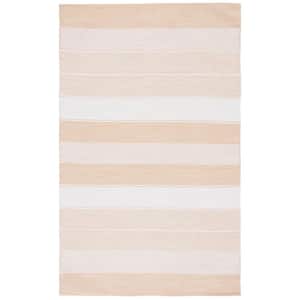 Striped Kilim Ivory Gold Doormat 3 ft. x 5 ft. Striped Area Rug