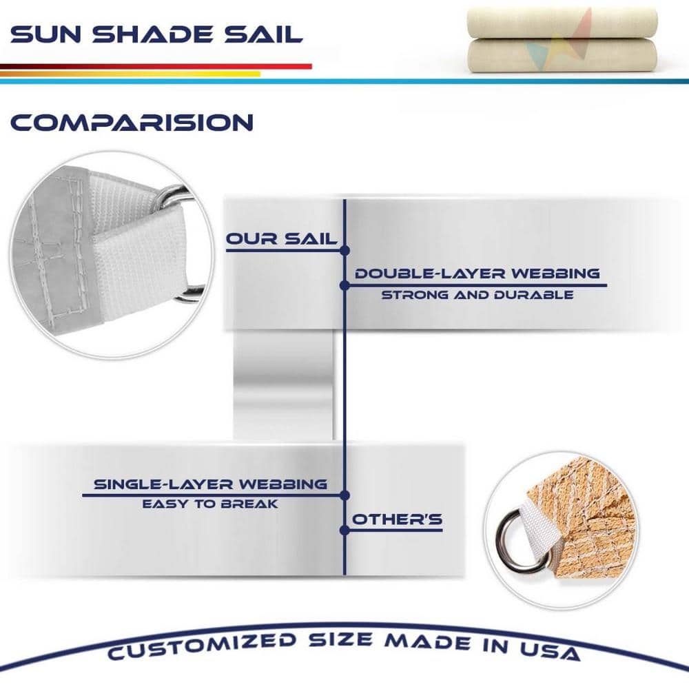 10 ft x 10 ft Beige Polyester Square Sun Shade Sail