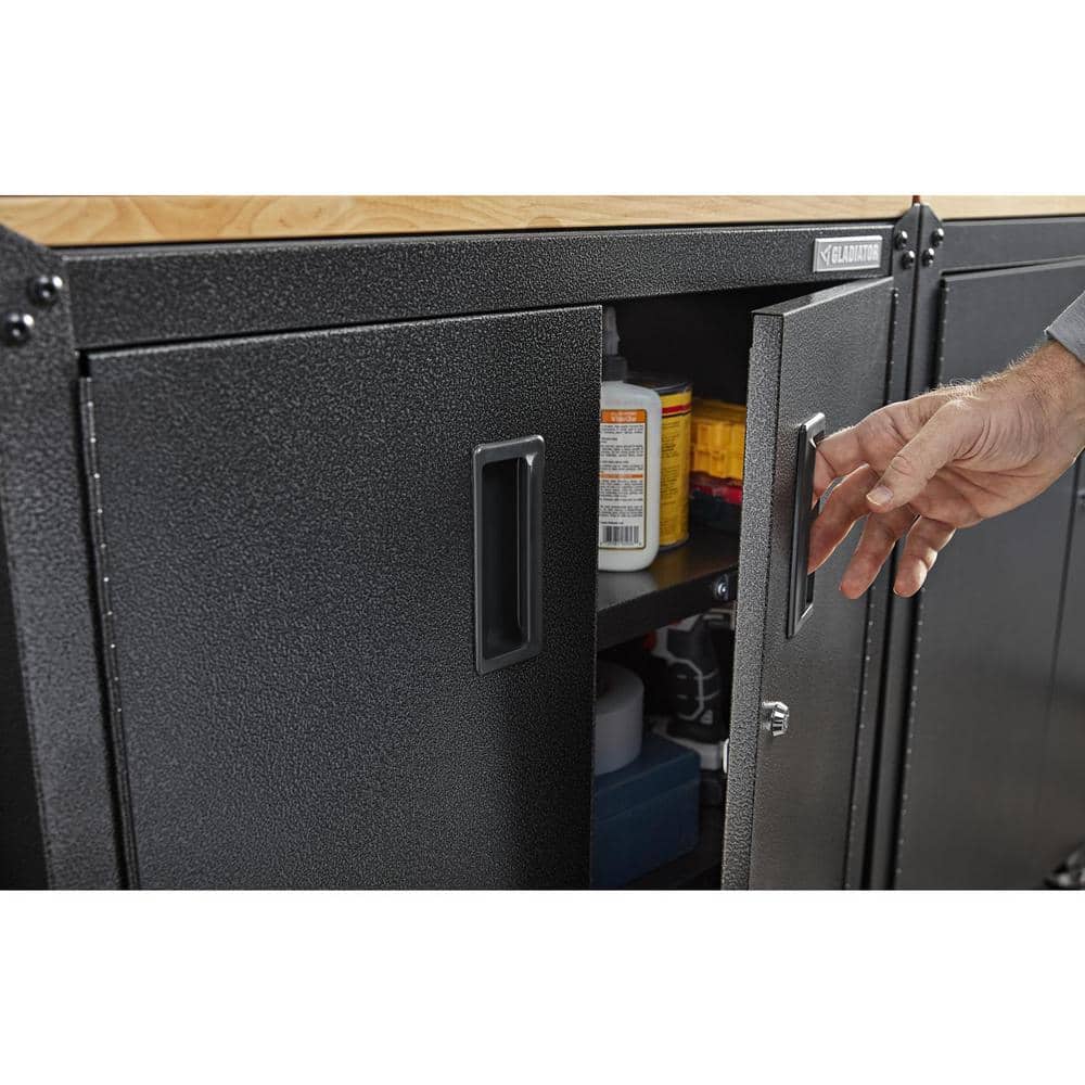 Freestanding Lockable White Storage Cabinet with Adjustable Shelving