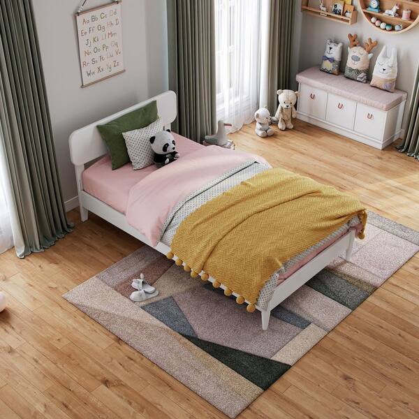 AFI Florence White Solid Wood Frame Twin Low Profile Platform Bed