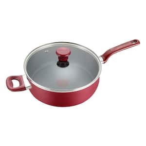 Excite 5 qt. Aluminum Nonstick Covered Skillet with Lid in Red
