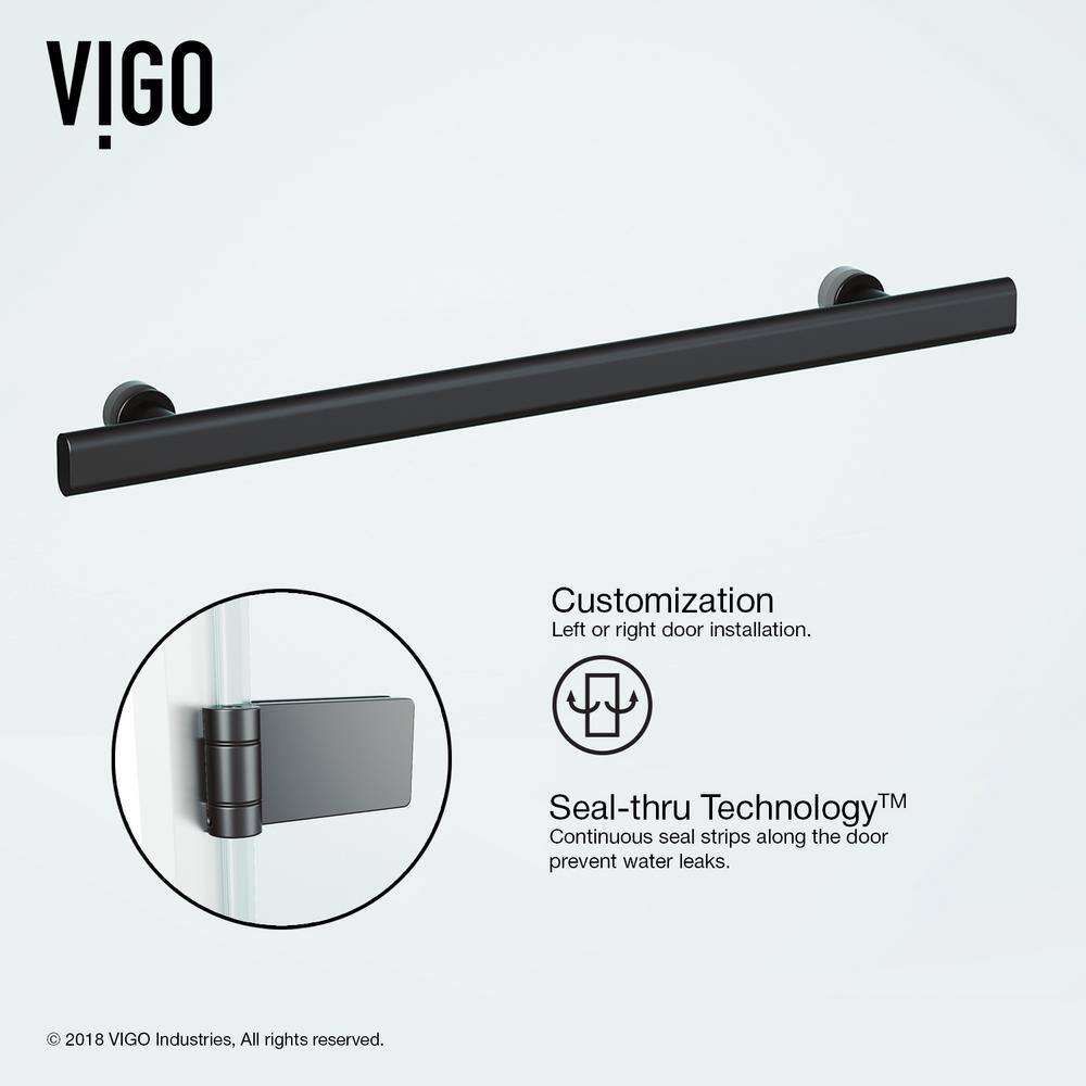 Orion 34" W x 58" H Frameless Matte Black Tub Door
