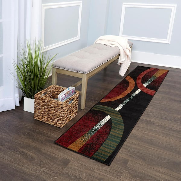 Premium Indus Black/Brown 2 ft. x 7 ft. Geometric Runner Area Rug