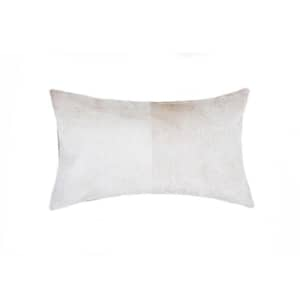 Josephine Beige Solid Color 12 in. x 20 in. Cowhide Throw Pillow