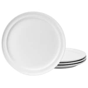 10.8 Inch Fine Ceramic Rimmed 4 Piece Dinner Plate Set in White