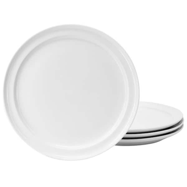 MARTHA STEWART 10.8 in. fine ceramic Rimmed 4 Piece Dinner Plate Set in White