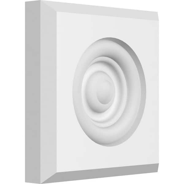 Ekena Millwork 4 in. W x 4 in. H x-3/4 in. P Standard Sedgwick Bullseye Rosette with Beveled Edge (2-Pack)