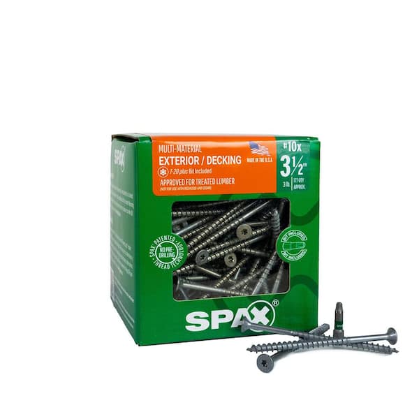SPAX #10 x 3-1/2 in. Exterior Flat Head Deck Wood Screws Construction Torx T-Star Plus (177 Each) 3 LB Bit Included