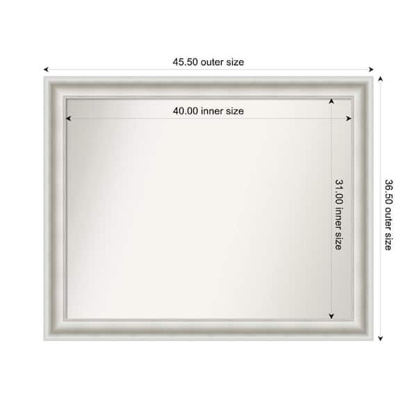 Amanti Art Parlor White 45.5 in. x 36.5 in. Custom Non-Beveled Recycled Polystyrene Framed Bathroom Vanity Wall Mirror