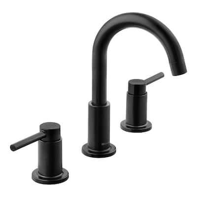 Dorind 8 in. Widespread Double-Handle High-Arc Bathroom Faucet in Matte Black