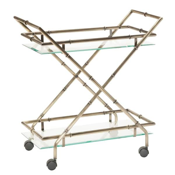 OSP Home Furnishings Lanai Antique Brass Serving Cart