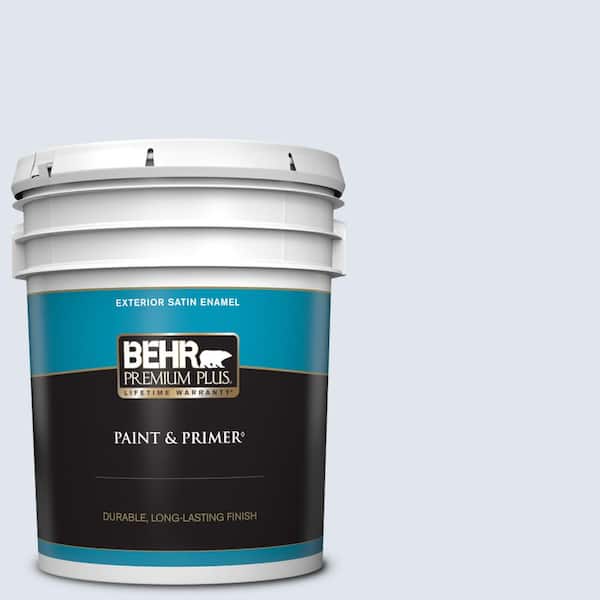 BEHR PREMIUM PLUS 5 gal. #600E-1 Genteel Lavender Satin Enamel Exterior Paint & Primer