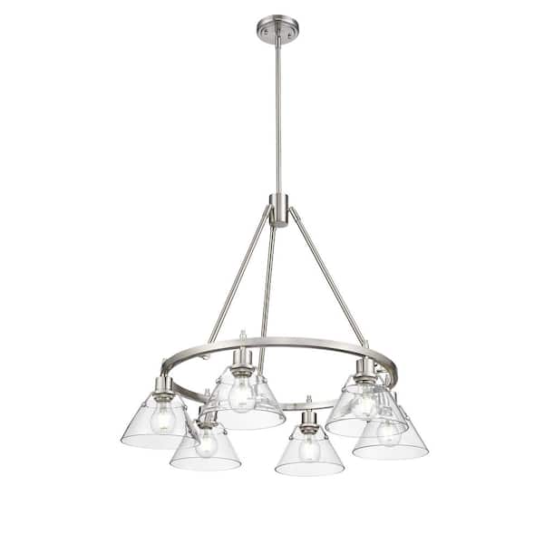 Golden Lighting Orwell 29 6-Light Pewter and Clear Glass Chandelier