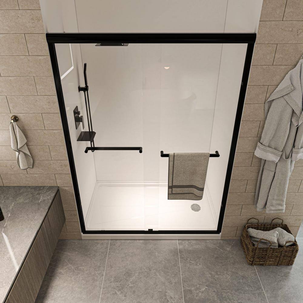 Matte Black 60'' x 72'' Sliding Shower Door with Clear Glass