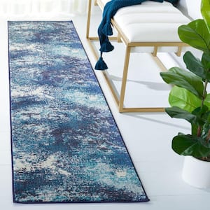 Madison Navy/Ivory 2 ft. x 10 ft. Abstract Gradient Runner Rug