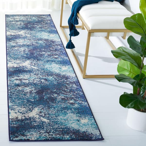 Madison Navy/Ivory 2 ft. x 10 ft. Abstract Gradient Runner Rug
