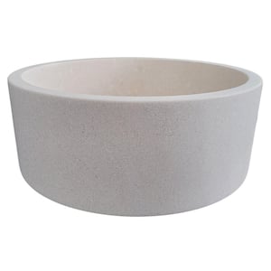 Cylindrical Natural Stone Vessel Sink in White