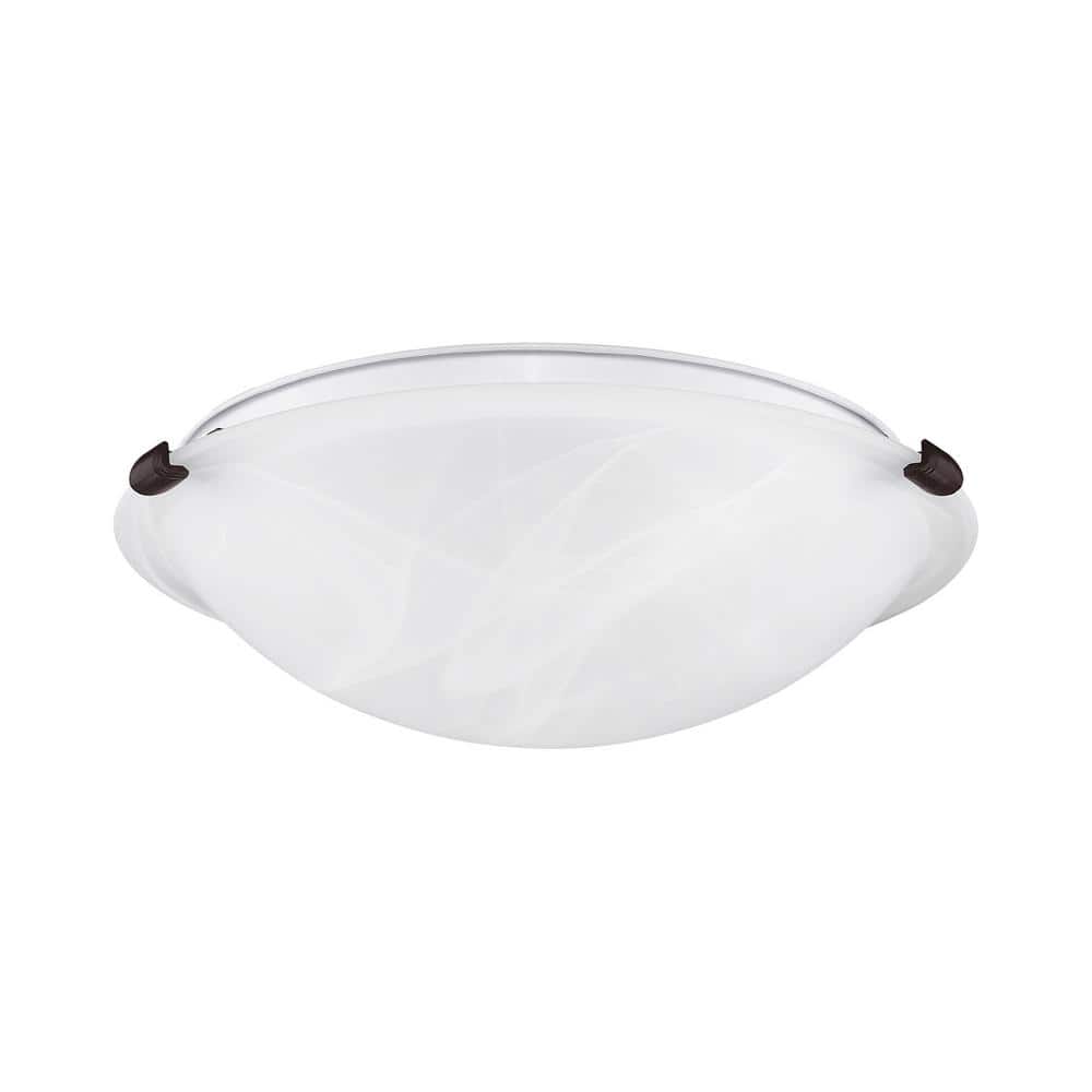 Bronze and White Alabaster Glass 3-Light Flush Mount