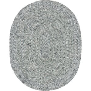 Braided Chindi Gray 8 ft. x 10 ft. Oval Area Rug
