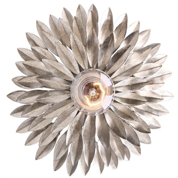 Crystorama Broche 1-Light Antique Silver Sconce
