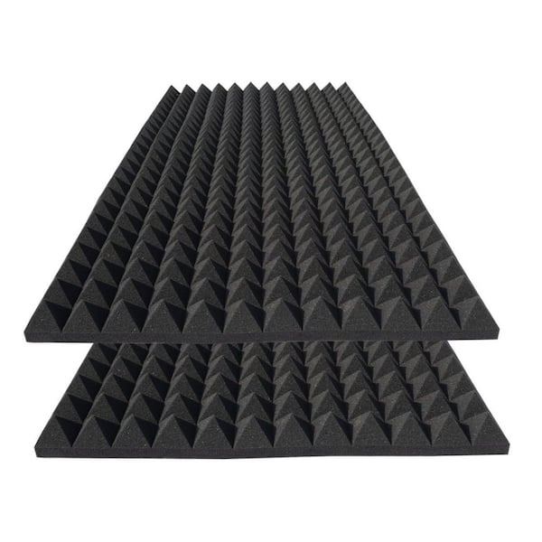 4 ft. x 2 ft. x 2 in. Black Polyurethane Foam Sound Absorbing Acoustic Panels with Double-Sided Adhesive (8-Pack)