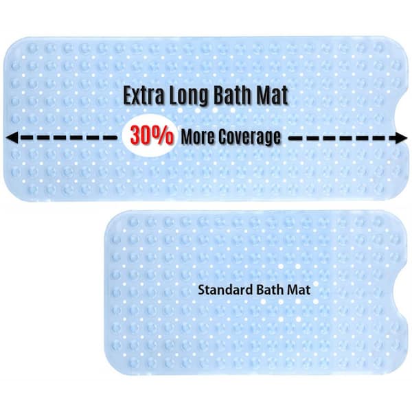 SlipX Solutions® Extra Long Deluxe Bath Mat - Blue, 16 x 39 in