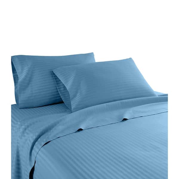 Unbranded Hotel London 600 Thread Count 100% Cotton Deep Pocket Striped Sheet Set (King, Teal)