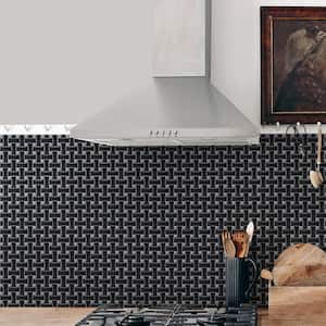 Metro Dog Bone Basketweave Matte Black with Glass Silver Dot 10 in. x 10 in. Porcelain Mosaic Tile (7.1 sq. ft./Case)