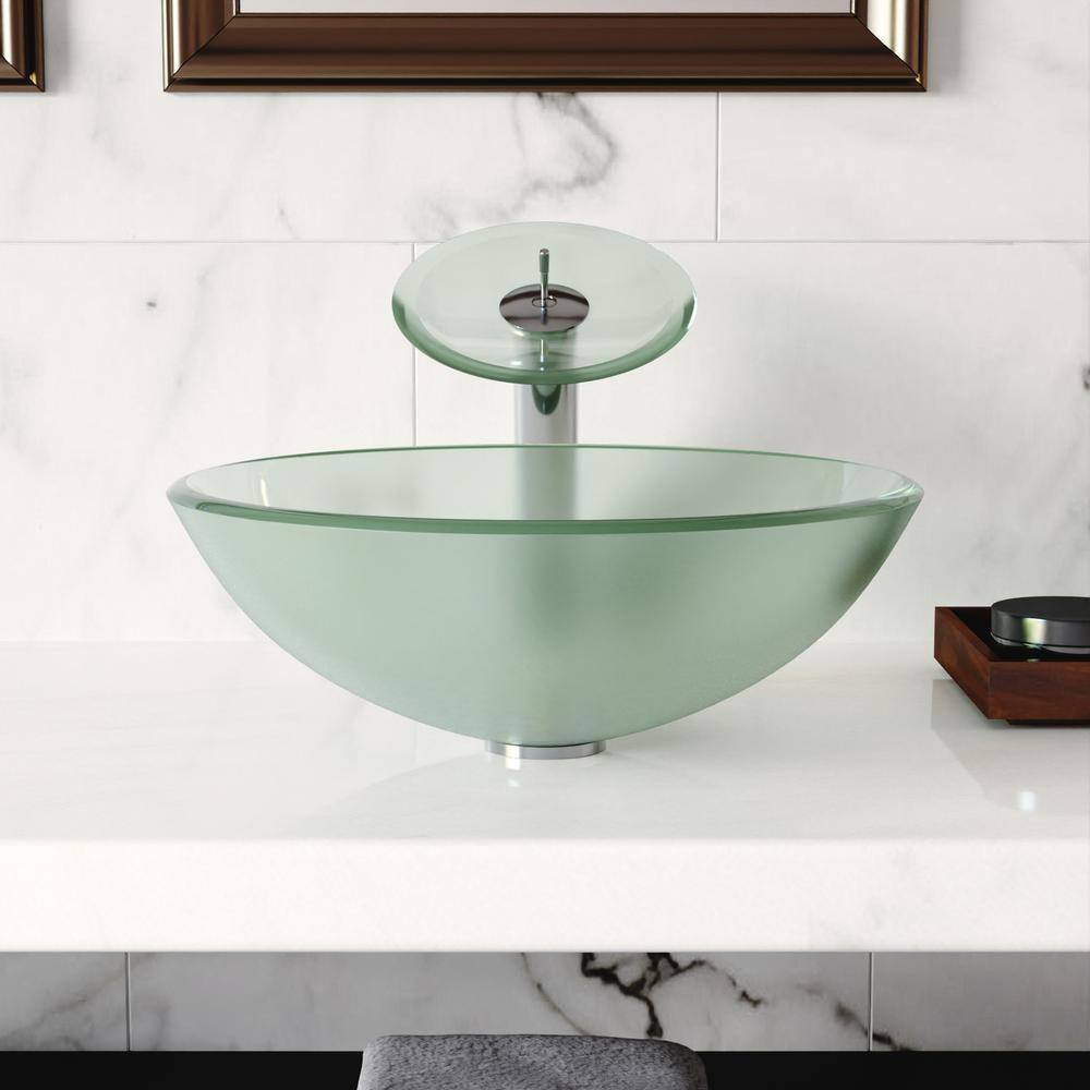 Frosted Glass Circular Above-Counter Vessel Sink