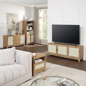 Sheridan Modern Nature 4-Piece Cane TV Stand Living Room Set, Fits TV's Up to 55 in.