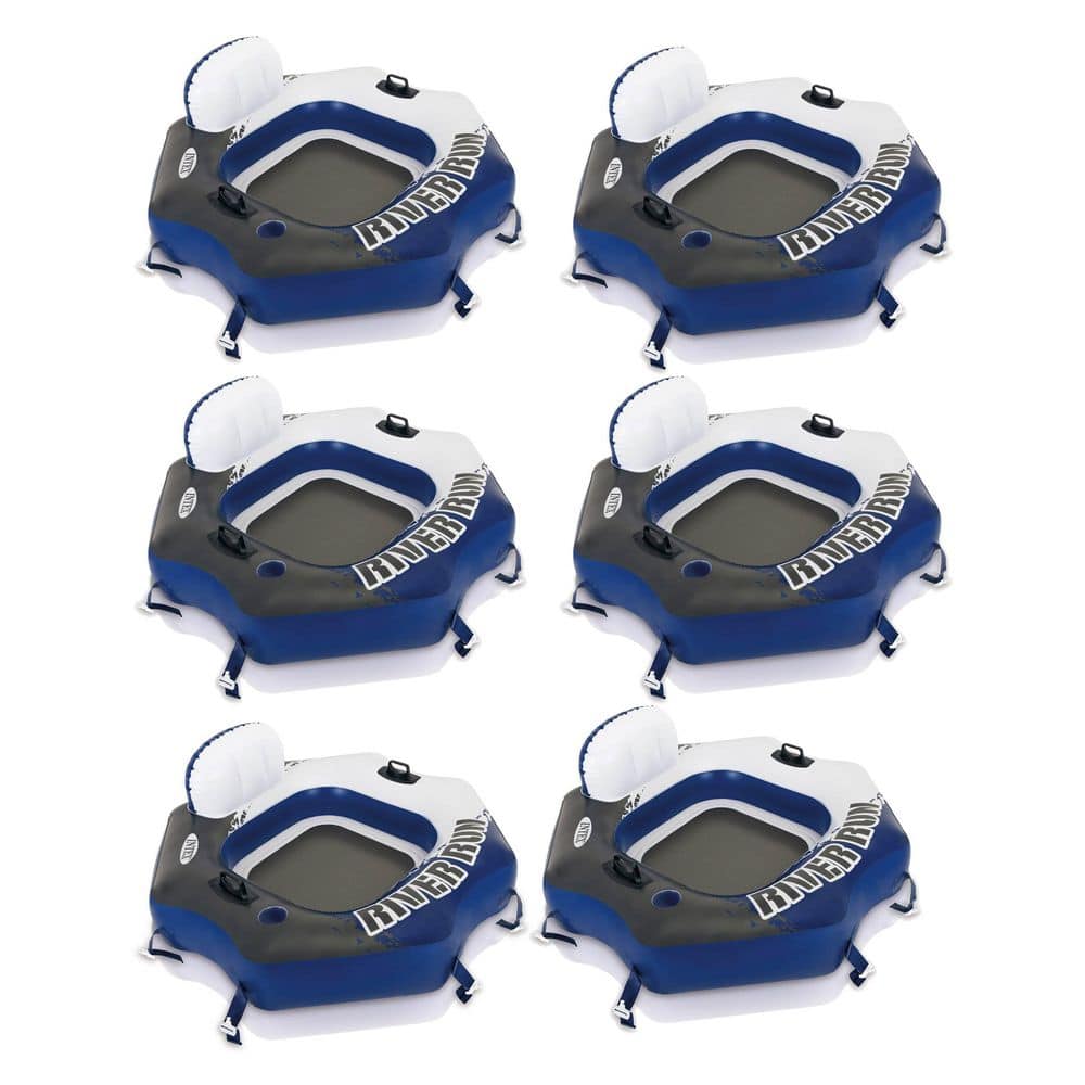 Intex Blue River Run 1 Person Inflatable Tube Float for Lake, Pool, and River, 6-Pack