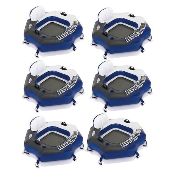 Blue River Run 1 Person Inflatable Tube Float for Lake, Pool, and River, 6-Pack