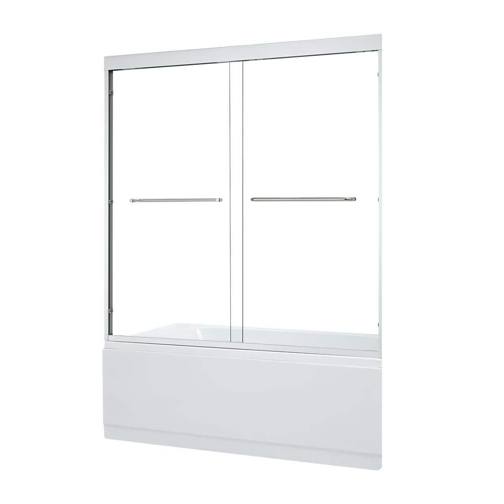 Ennis 60" Polished Chrome Framed Tub Door with Clear Glass