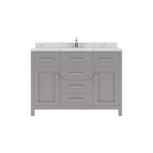 Virtu USA Caroline 48 in. W x 22 in. D x 35 in. H Single Sink Bath Vanity in Cashmere Gray with Quartz Top