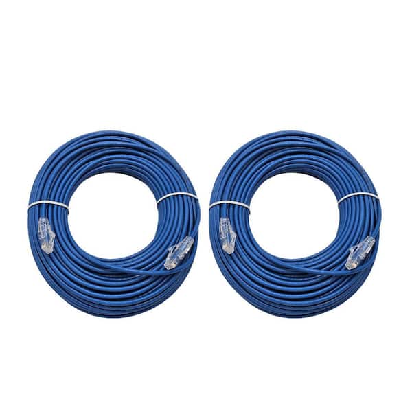 100 ft. Cat 6A Ultra Slim Patch (28AWG) Cable -Blue (2-Pack)