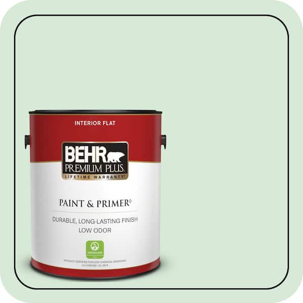 BEHR PREMIUM PLUS 1 gal. #M410-1 Jade Mist Flat Low Odor Interior Paint & Primer