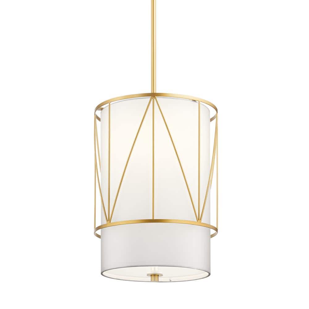 Classic Gold 18.25" Pendant Light with Satin Etched Glass