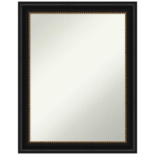 Amanti Art Manhattan Black 22 in. H x 28 in. W Framed Non-Beveled Bathroom Vanity Mirror in Black, Gold