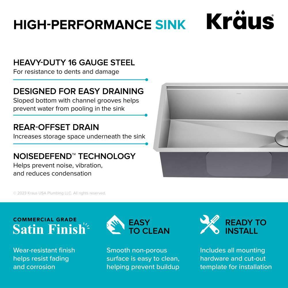 Kore 32-Inch Stainless Steel Undermount Workstation Kitchen Sink with Accessories