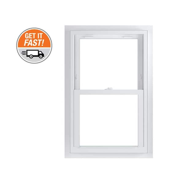 25.75 in. x 40.75 in. 70 Series White Double Hung Low-E Argon Glass Vinyl Fin with J Window, Screen Incl