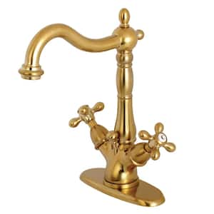 Heritage Single Hole 2-Handle Vessel Bathroom Faucet in Brushed Brass